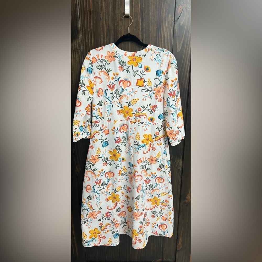 Floral Peasant Shirt Dress Size M - Picture 9 of 10